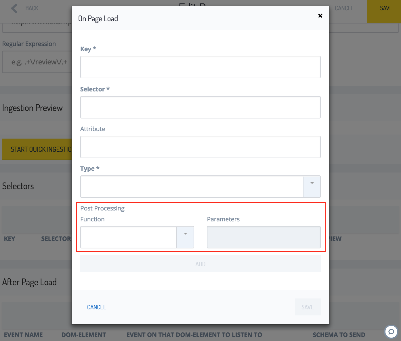 On Page Load event - Post-processing