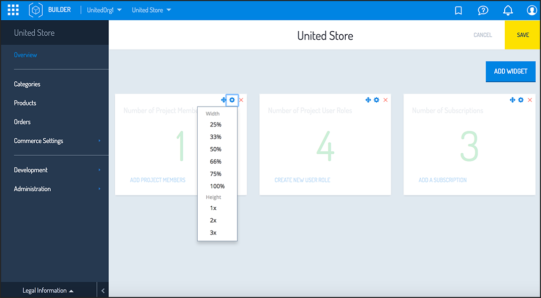 Editing dashboard widgets