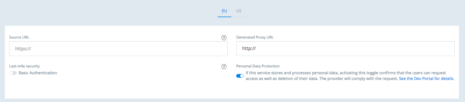 Data protection toggle
