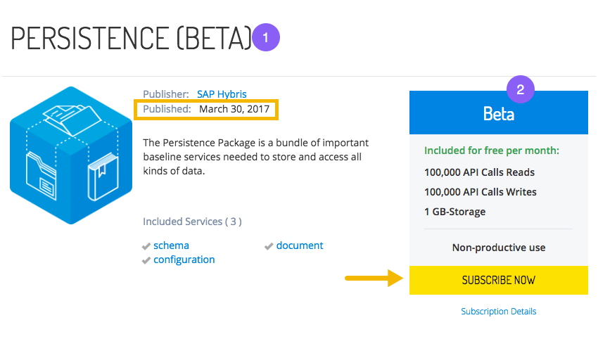 YaaS Market Persistence package